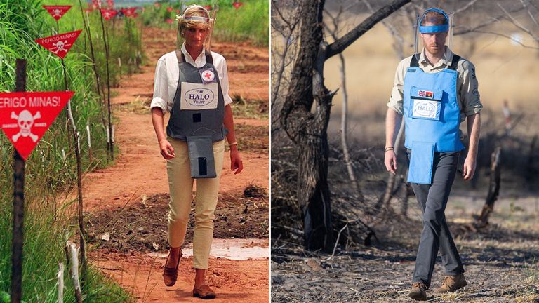 Diana, Princess of Wales and Price Harry in Angola