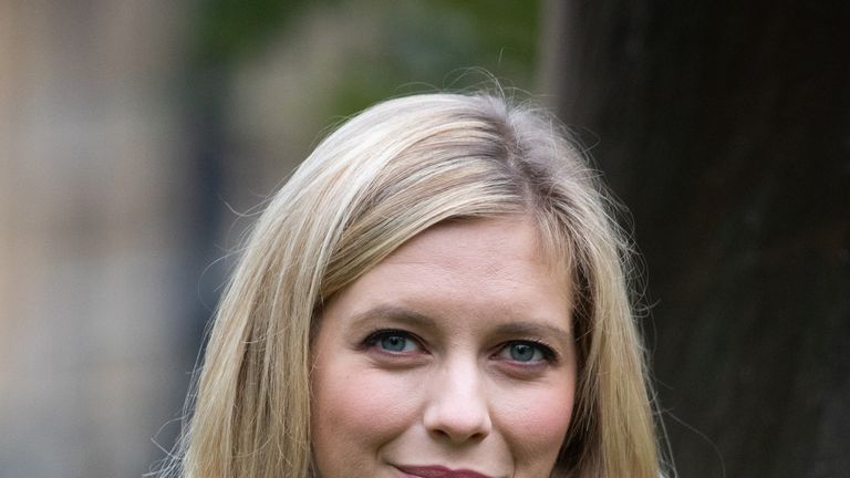 Rachel Riley poses outside of the Houses of Parliament 