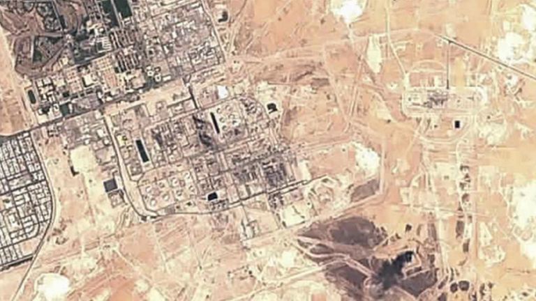 Satellite image shows damage to the oil refinery. Pic: European Commission