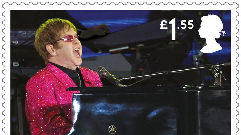 Elton John stamp set from Royal Mail issued Sept. 3