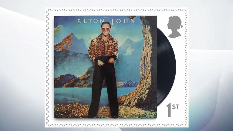 Some of Sir Elton&#39;s most famous albums, including Caribou in 1974, feature on the stamps