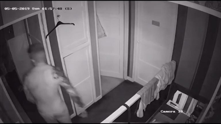 A man who was caught assaulting his partner on cameras he had installed in his home has been jailed.