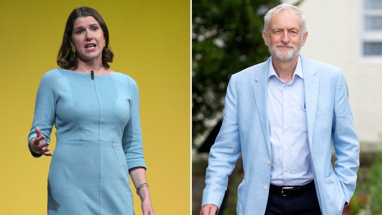 Lib Dem leader Jo Swinson has said she will not back Jeremy Corbyn to be leader in a government of national unity