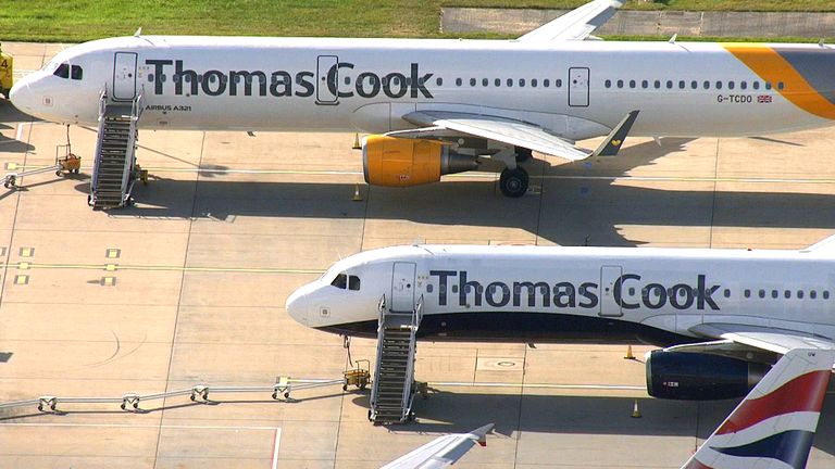 Thomas Cook planes at Gatwick airport