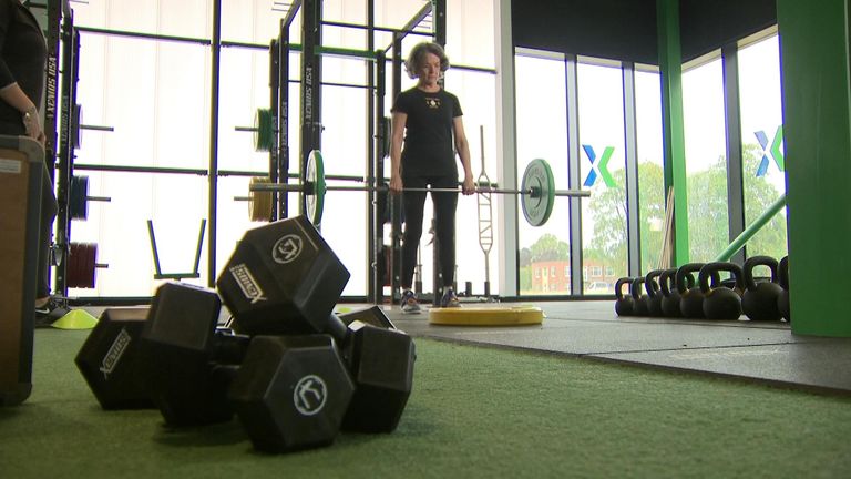 A woman lifting weights