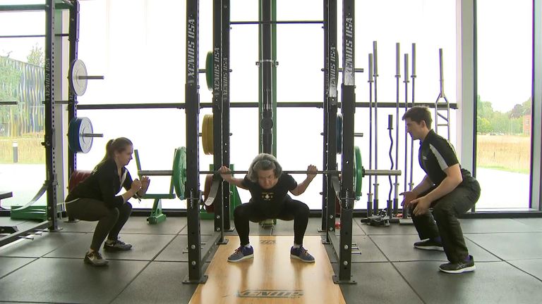 A woman lifting weights