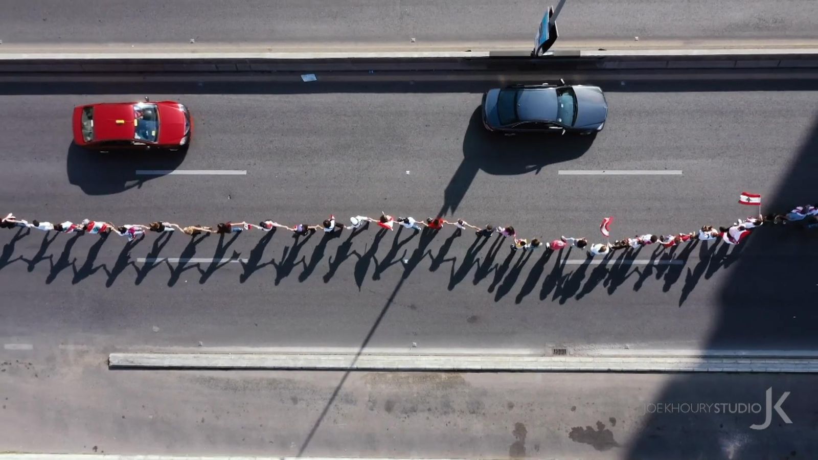 Lebanese Protesters Form Human Chain Across Country World News Sky News 