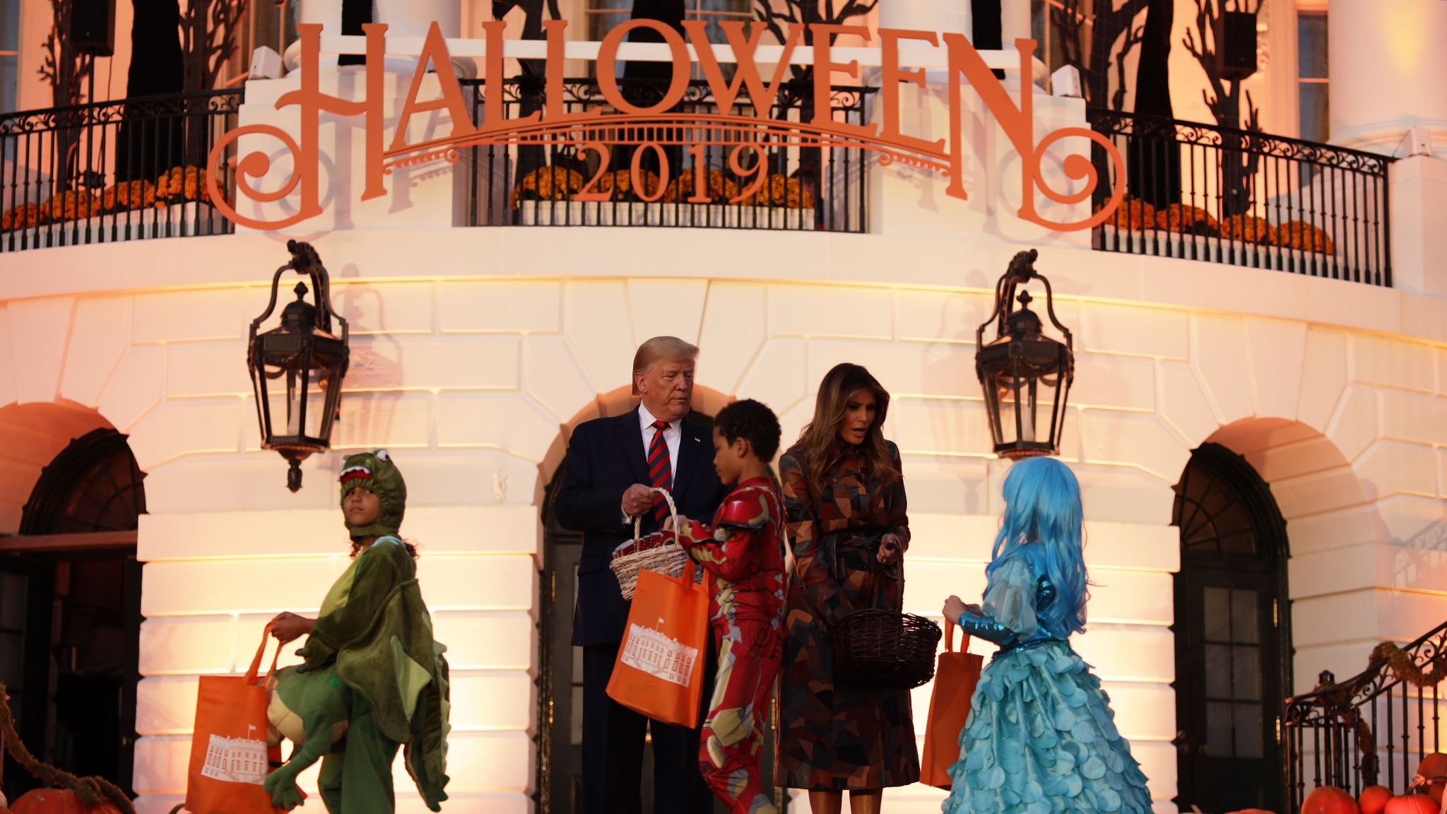 Donald Trump And Melania Host Their Third White House Halloween Us News Sky News