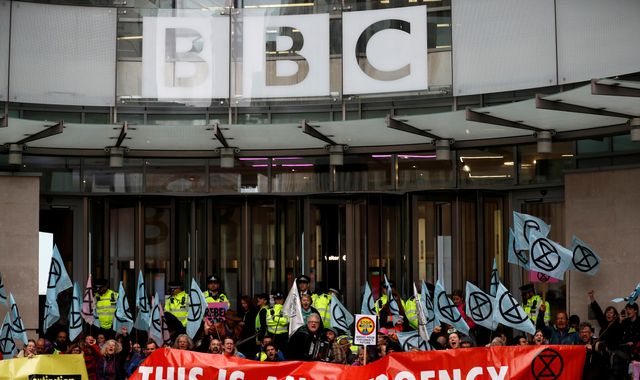 'No one in, no one out': Extinction Rebellion block BBC headquarters