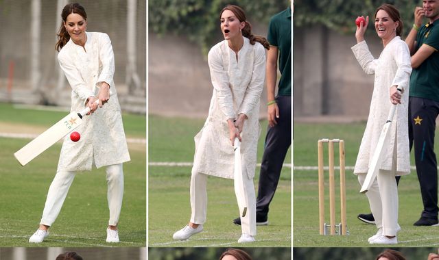 Will and Kate take turns at the wicket in Pakistan