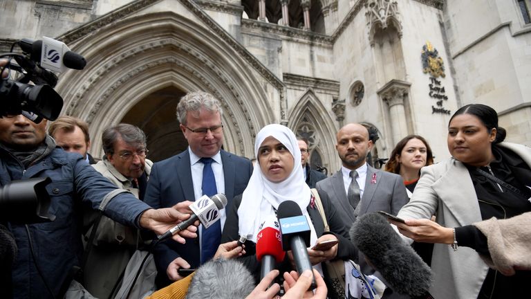 Shelina Begum and husband Mohammed Raqeeb (right) outside the Royal Courts of Justice in London, where they have won a ruling on whether treatment should be stopped for their five-year-old daughter Tafida Raqeeb.