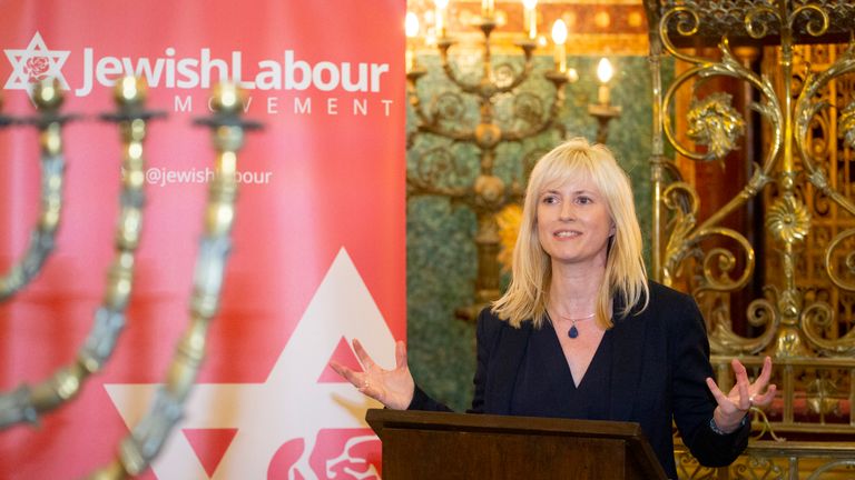 BRIGHTON ENGLAND - SEPTEMBER 22: Rosie Duffield Labour MP for Canterbury Speaking at the Jewish Labour Movement Rally Fringe event at the 2019 Labour Party conference. (Photo by Nicola Tree/Getty Images) on September 22, 2019 in Brighton, England.