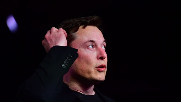 Tesla CEO Elon Musk speaks during the unveiling of the new Tesla Model Y in Hawthorne, California on March 14, 2019. - Tesla introduced a new electric sports utility vehicle slightly bigger and more expensive than its Model 3, pitched as an electric car for the masses. Tesla chief executive Elon Musk showed off the "Model Y" late Thursday, March 14, 2019, at the company's design studio in the southern California city of Hawthorne, and the company began taking orders online. (Photo by Frederic J. BROWN / AFP)        (Photo credit should read FREDERIC J. BROWN/AFP/Getty Images)