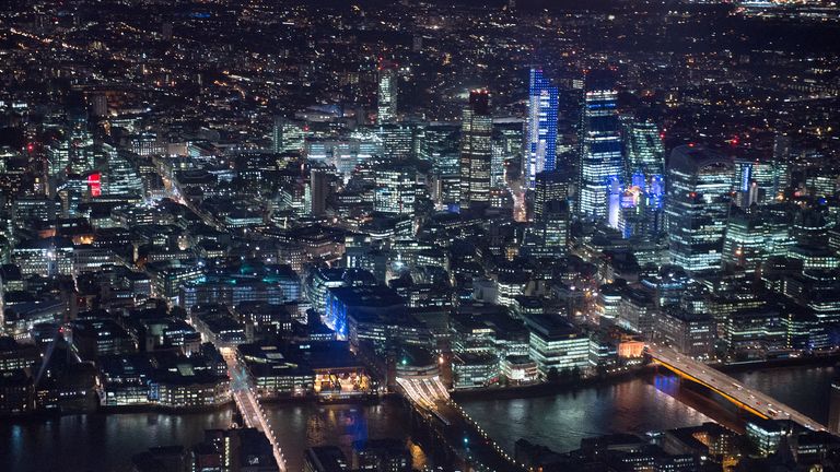 An aerial view of the City of London
