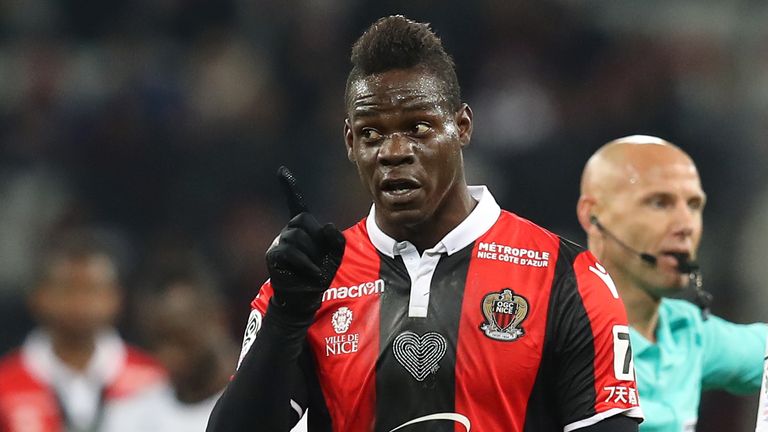 Nice's Italian forward Mario Balotelli reacts  during the French L1 football match Nice vs Amiens on January 13, 2018 at the 