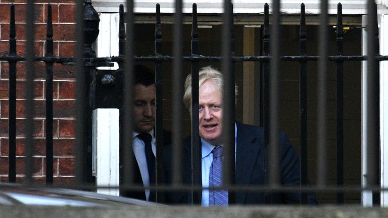 LONDON, ENGLAND - OCTOBER 17: British Prime Mininster, Boris Johnson departs from the rear of 10 Downing Street on October 17, 2019 in London, England. British Prime Minister Boris Johnson will travel to Brussels to attend his first EU Council Meeting today as he hopes to finalise the Brexit Deal.(Photo by Leon Neal/Getty Images)