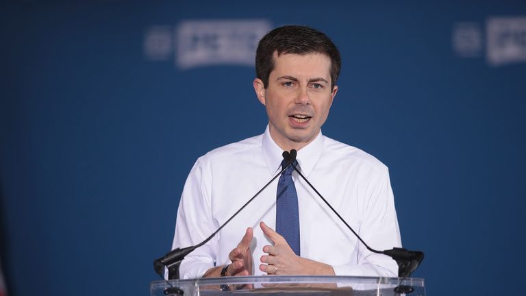 SOUTH BEND, INDIANA - APRIL 14: South Bend Mayor Pete Buttigieg announces that he will be seeking the Democratic nomination for president during a rally in the old Studebaker car factory on April 14, 2019 in South Bend, Indiana. Buttigieg has been drumming up support for his run during several recent campaign swings through Iowa, where he will be retuning to continue his campaign later this week. (Photo by Scott Olson/Getty Images)