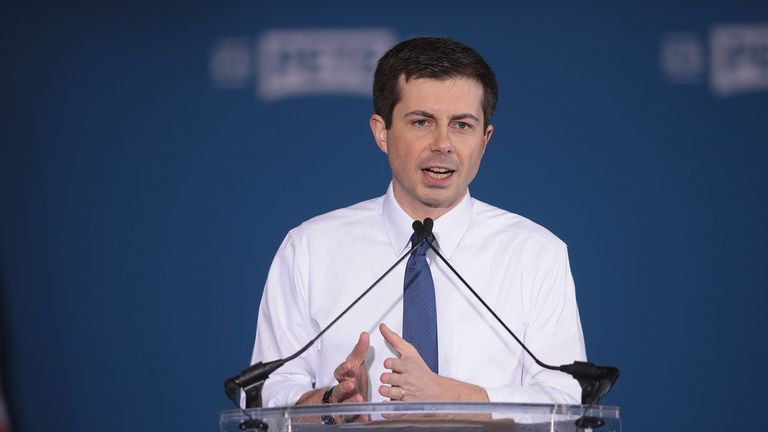 SOUTH BEND, INDIANA - APRIL 14: South Bend Mayor Pete Buttigieg announces that he will be seeking the Democratic nomination for president during a rally in the old Studebaker car factory on April 14, 2019 in South Bend, Indiana. Buttigieg has been drumming up support for his run during several recent campaign swings through Iowa, where he will be retuning to continue his campaign later this week.   (Photo by Scott Olson/Getty Images)