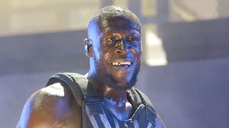 GLASTONBURY, ENGLAND - JUNE 28:  Stormzy performs on the Pyramid stage during day three of Glastonbury Festival at Worthy Farm, Pilton on June 28, 2019 in Glastonbury, England. The festival, founded by farmer Michael Eavis in 1970, is the largest greenfield music and performing arts festival in the world. Tickets for the festival sold out in just 36 minutes as it returns following a fallow year. (Photo by Jim Dyson/Getty Images)