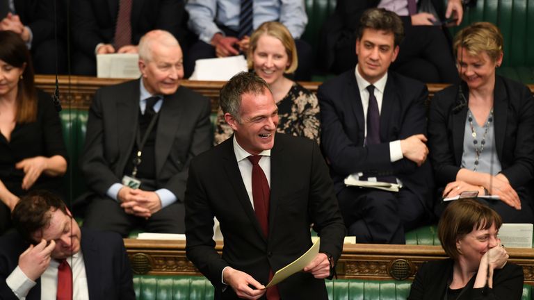 British Labour MP Peter Kyle laughs as he speaks at the House of Commons in London, Britain April 1, 2019. ©UK Parliament/Jessica Taylor/Handout via REUTERS ATTENTION EDITORS - THIS IMAGE WAS PROVIDED BY A THIRD PARTY