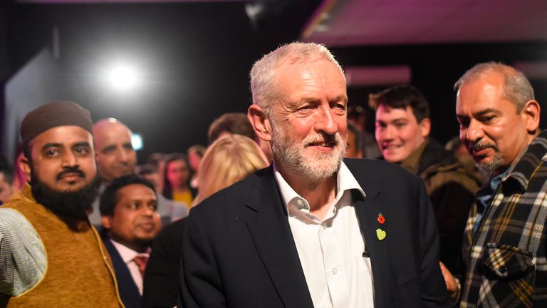 LONDON, ENGLAND - OCTOBER 30: Labour leader Jeremy Corbyn speaks to activists on October 30, 2019 in London, England. Jeremy Corbyn spoke to Labour activists in the key marginal seat of Harrow East as he launched local Labour candidate, Pamela Fitzpatrick's election campaign. The Brexmas General Election will take place on Thursday 12 December 2019. (Photo by Peter Summers/Getty Images)