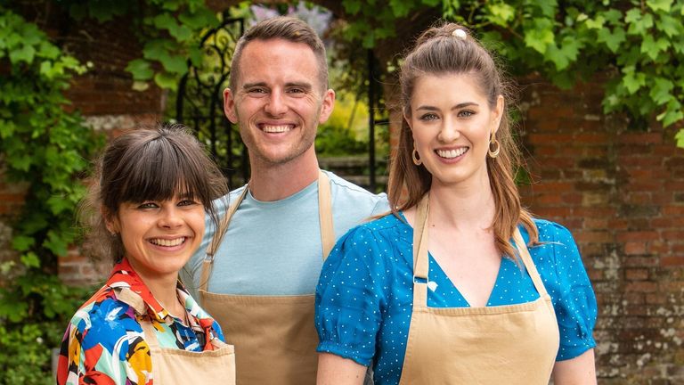 Steph Blackwell, David Atherton and Alice Fevronia (L-R) watched the TV final together. Pic: C4/Love Productions