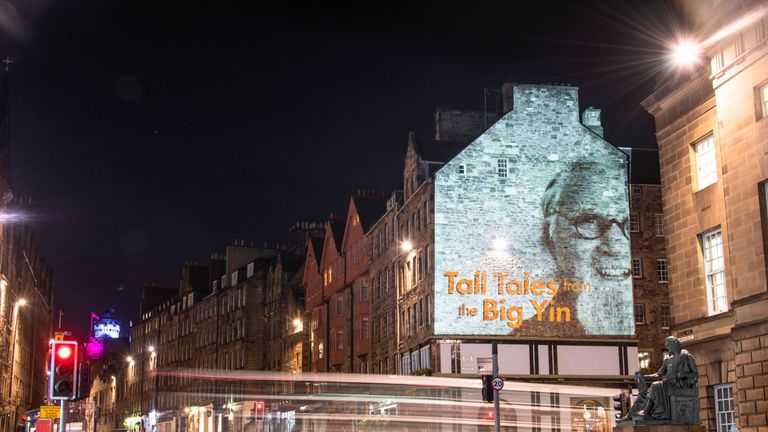 Sir Billy's image was projected onto buildings in Glasgow and Edinburgh. Pic: Muckle Media