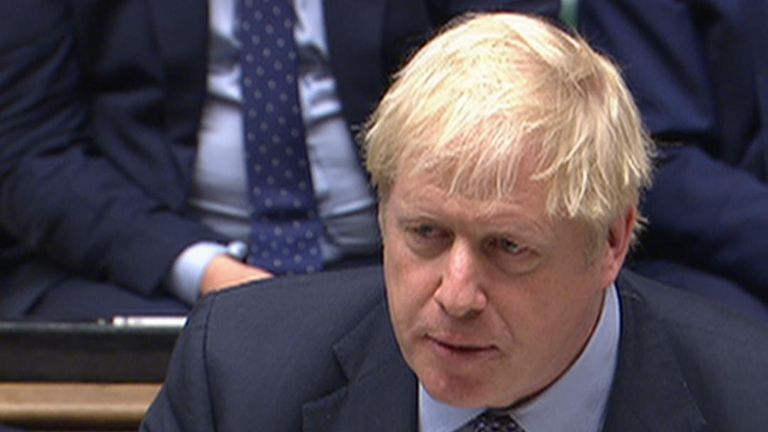 Boris Johnson commends his Brexit deal to the House