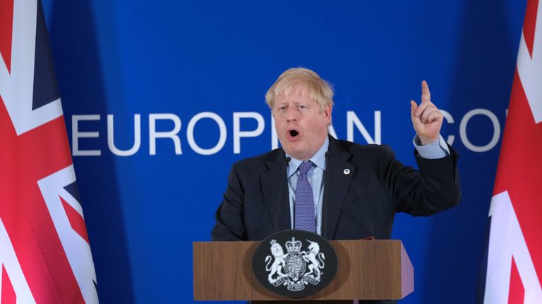 Boris Johnson gives a statement to the media 