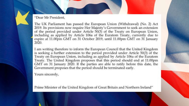 The letter requesting a Brexit extension was not signed by Boris Johnson