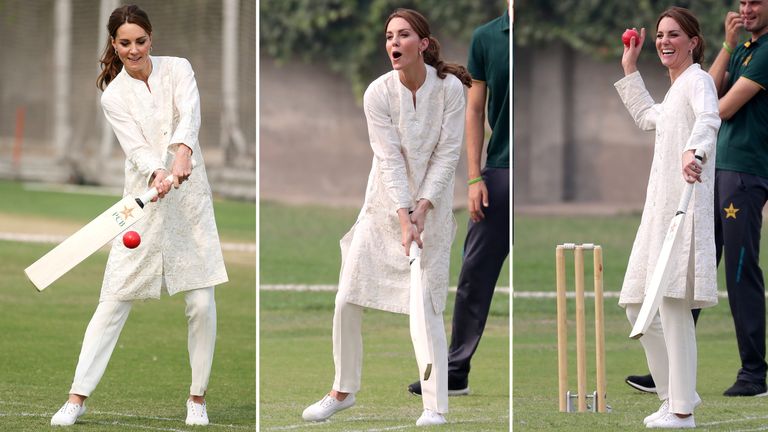 Catherine, Duchess of Cambridge visits the National Cricket academy in Lahore, Pakistan