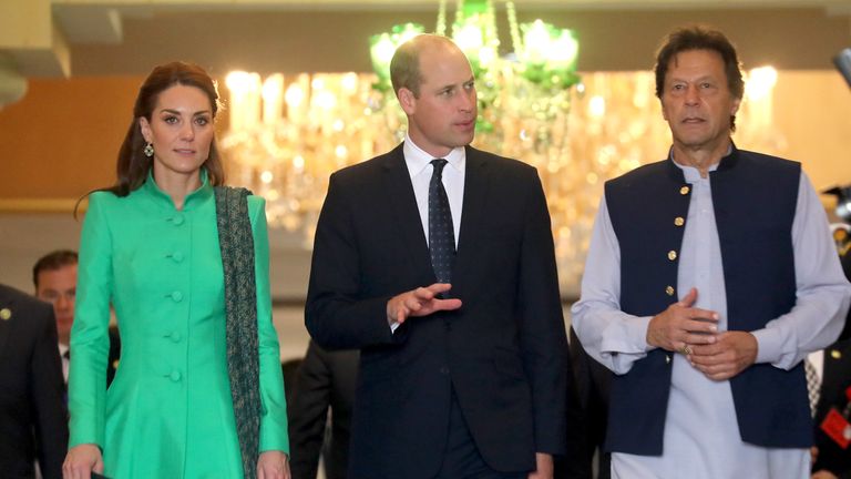 Catherine, Duchess of Cambridge and Prince William, Duke of Cambridge leave after meeting Pakistan&#39;s Prime Minister Imran Khan at his official residence on October 15, 2019