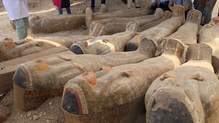 Archaeologists found the coffins in the Asasif Necropolis