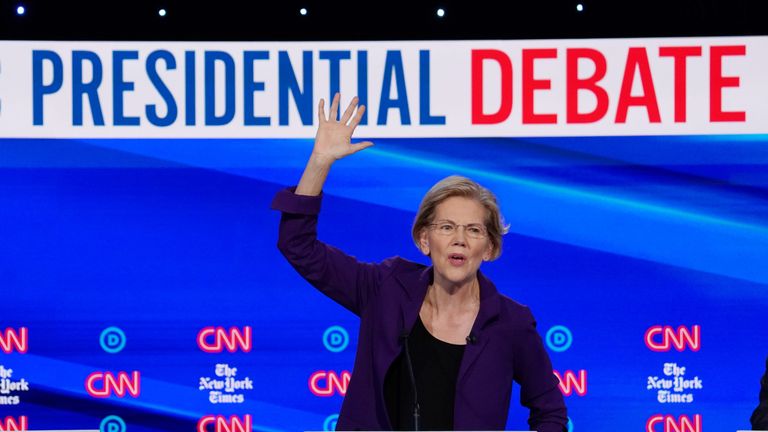Democratic presidential candidate Senator Elizabeth Warren speaks during the fourth Democratic presidential debate on Tuesday