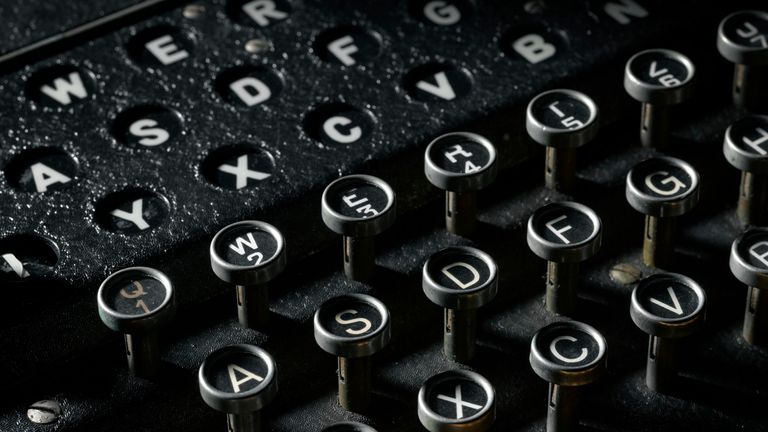 An enigma machine is on display at the Science Museum