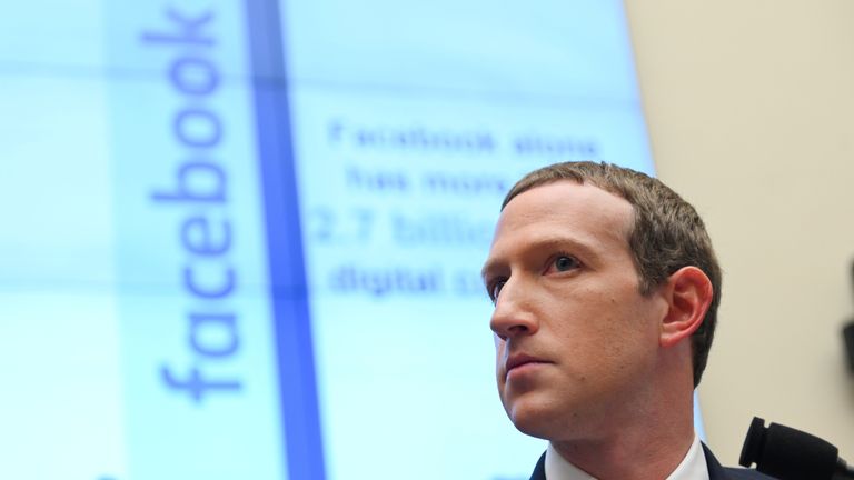 Facebook Chairman and CEO Zuckerberg testifies at a House Financial Services Committee hearing in Washington.