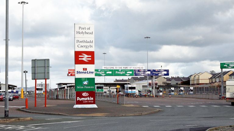File photo dated 25/11/2010 of the entrance to the Port of Holyhead, in North Wales, which is thought to have been used by a lorry carrying a container in which 39 bodies have been found in Grays, Essex. PA Photo. Issue date: Wednesday October 23, 2019. See PA story POLICE Container. Photo credit should read: David Jones/PA Wire

