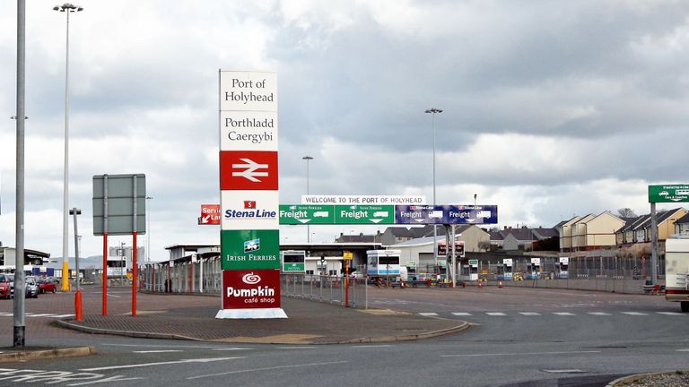 File photo dated 25/11/2010 of the entrance to the Port of Holyhead, in North Wales, which is thought to have been used by a lorry carrying a container in which 39 bodies have been found in Grays, Essex. PA Photo. Issue date: Wednesday October 23, 2019. See PA story POLICE Container. Photo credit should read: David Jones/PA Wire  