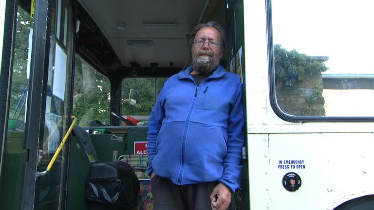 David lives in a converted bus in Cirencester. Since 2012, the number of people sleeping rough in the UK has risen by 33%. 