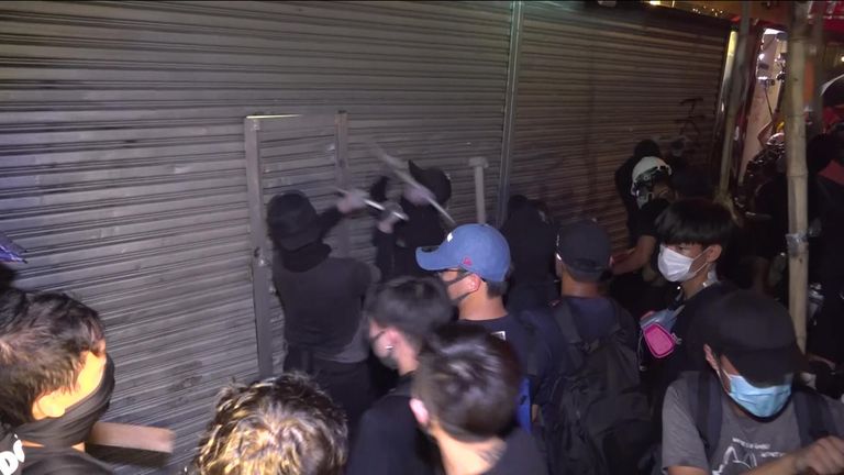 Protesters react to police shooting of an 18-year-old in Hong Kong