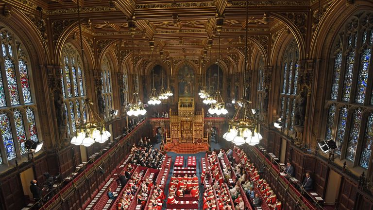 The scene in the House of Lords ahead of the State Opening of Parliament 