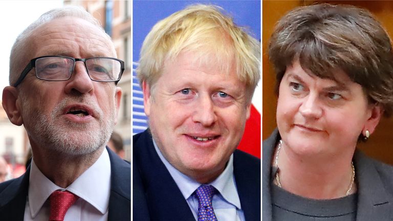 Jeremy Corbyn, Boris Johnson and Arlene Foster