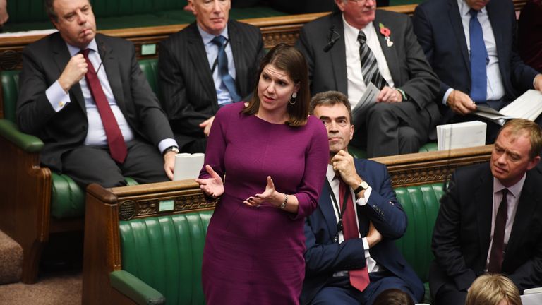 Jo Swinson at PMQs on 24/10/19. Pic. ©UK Parliament/Jessica Taylor