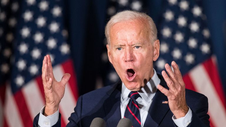 Democratic presidential candidate, former Vice President Joe Biden speaks during a campaign event on October 9, 2019 in Rochester, New Hampshire