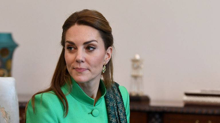 Kate wore green when she and William visited Imran Khan in Islamabad on day two of their five-day tour