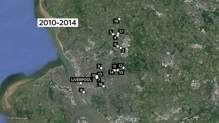 Several of the shootings took place in Liverpool