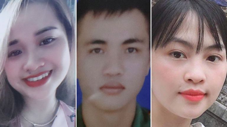 Anna Bui Thi Nhung (left), Nguyen Dinh Tu (centre) and Tra My, all from Vietnam, are believed to be among those in the lorry