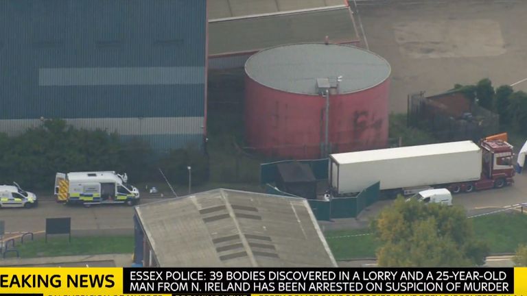 The lorry at the industrial estate in Essex