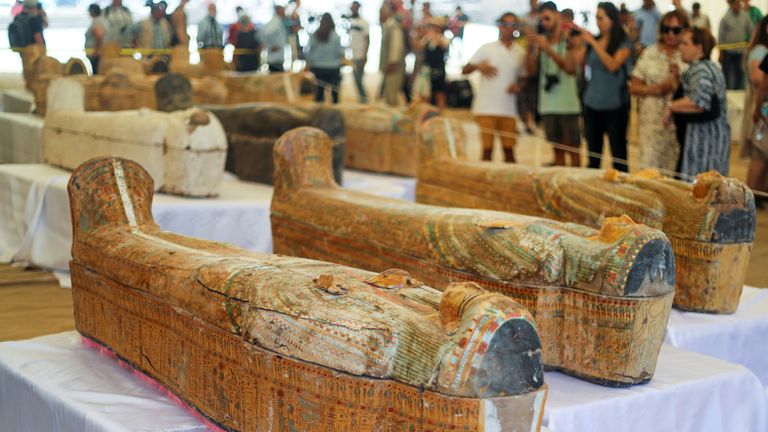 Ancient coffins of men, women and children found in Egypt | World News ...