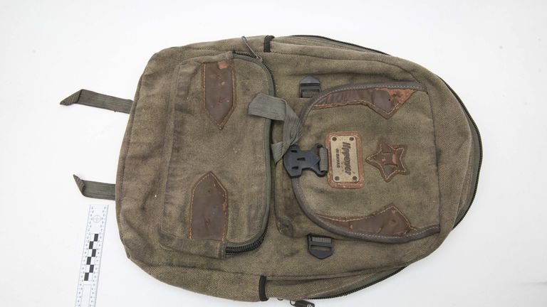 Officers have also released an image of a bag found in the plane's landing gear. Pic: Met Police